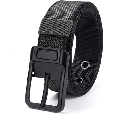 Ceinture Extérieure pour Homme Ceinture en Nylon Réglable Simple Ceinture à Boucle Automatique 120cm black