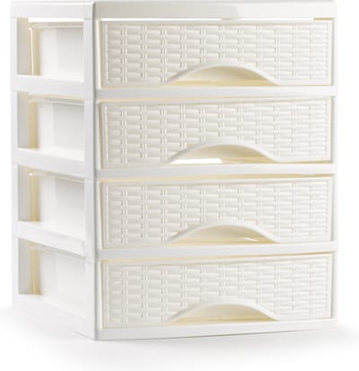 Plasticforte Ladeblokje/bureau organizer met 4x lades - ivoor wit - L18 x B21 x H23 cm
