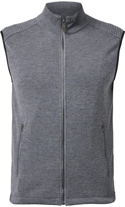 Ivanhoe mouwloos vest Ralf Full Zip Grey voor heren van wol - Grijs