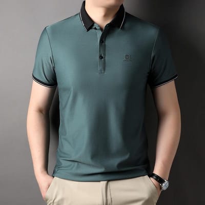 Effen Kleur Korte Mouw T-shirt Heren Zomer Dun Trendy Tops Casual Business Revers Poloshirt Herenkleding XXXL
