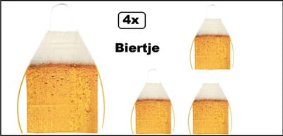 4x Schort Biertje met schuim - Carnaval optocht thema feest apres ski party
