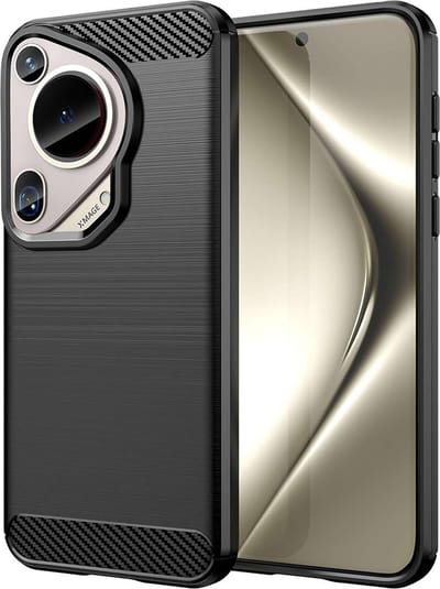 Hoesje geschikt voor Huawei Pura 70 Ultra - Techsuit Carbon Silicone Back Cover - Zwart