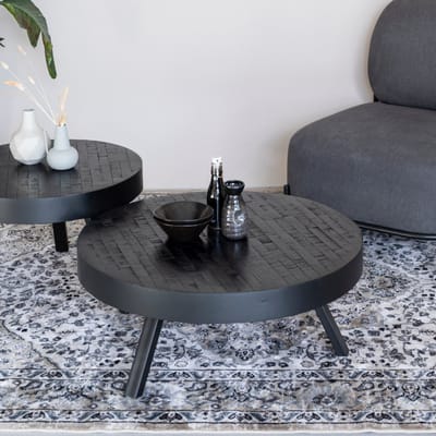 Housecraft Living Suri Salontafel Rond 70 cm Teakhout Zwart