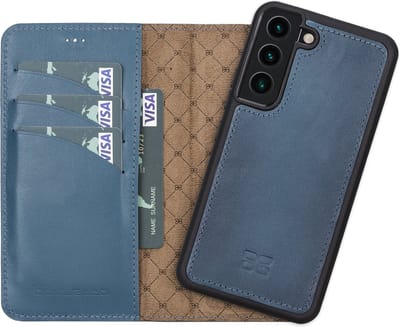 Bouletta voor Samsung Galaxy S25 Ultra leren Uitneembare hoesje met verstelbare stand in Midnight Blue