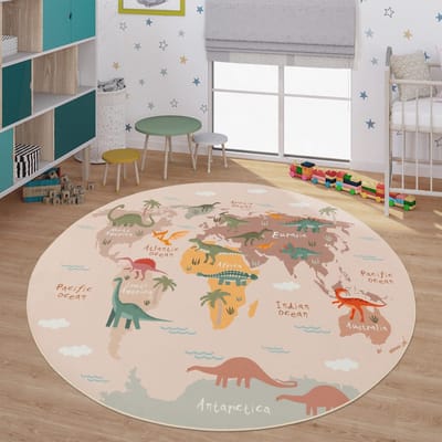 Kinderkamertapijt, jongenskamertapijt, meisjeskamertapijt, antislip dinosaurussen, aarde