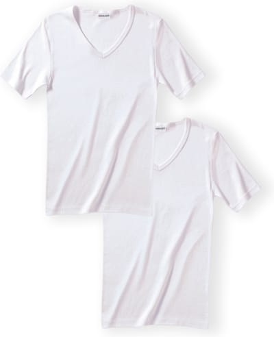 Damart - Set van 2 T-shirts met V-hals en korte mouwen, Essential zuiver gekamd katoen - Heren - Wit - (86-93) S