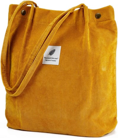 Grote Corduroy Tote Bag voor Dames - Stijlvolle Schoudertas voor Werk, Strand & Winkelen