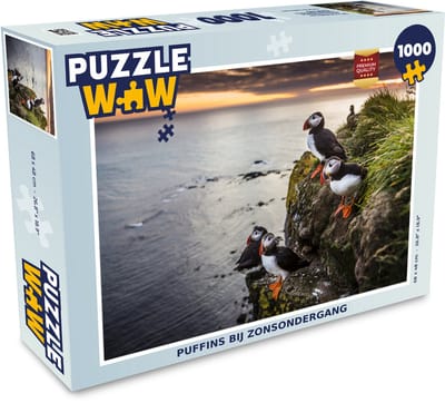 Puzzel Puffins bij zonsondergang - Legpuzzel - Puzzel 1000 stukjes volwassenen