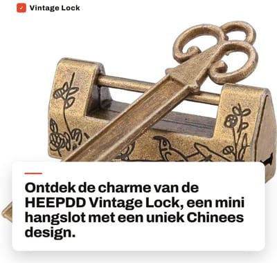 Dailygoods- Decoratieve Slot Uniek Vintage Ontwerp - Hangslot - Mini Hangslot - Cijferslot - Sleutel - Hoogwaardige Zinklegering