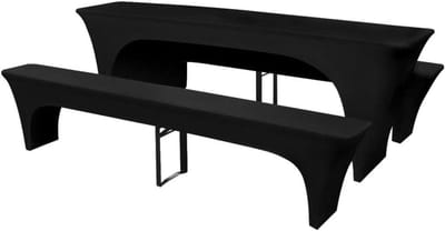 Tafel en Bank Hoezen - Decoratiehoezen - Feestelijke Decoratie - Stretch Stof - 220 cm - Zwart