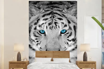 Behang - Fotobehang Tijger - Winter - Dieren - Breedte 195 cm x hoogte 300 cm