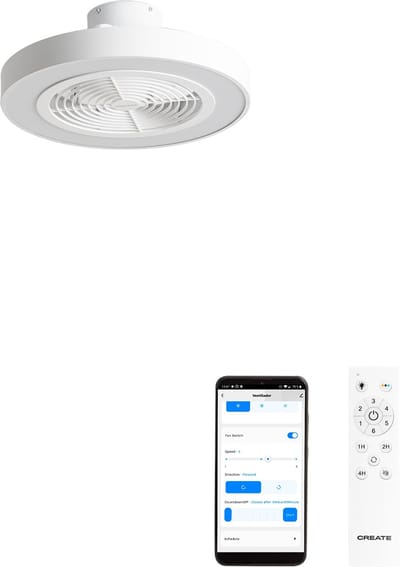 CREATE - Stille plafondventilator 40W Ø50 cm met verborgen bladen en LED-verlichting - S - Met licht - WIFI - WIND CLEAR EASY