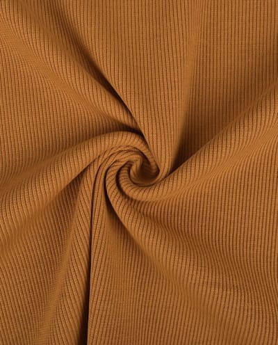 Rib Jersey Camel Bruin – 95% Katoen & 5% Lycra – 140 cm Breed – Stretch Tricot 280 gr/m²