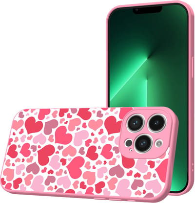 Smartphonica Telefoonhoesje Geschikt voor iPhone 13 Pro met Hartjes opdruk - TPU Back Cover Case Hearts Design - Roze geschikt voor iPhone 13 Pro