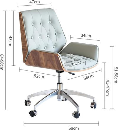 Ergonomische Bureaustoel 84x68 cm – Draaibare Office Chair met Lendensteun, Hoogte Verstelbaar, 360° Rotatie, Comfortabele Armleuningen en Dik Schuim Zitkussen – Belastbaar tot 136 kg