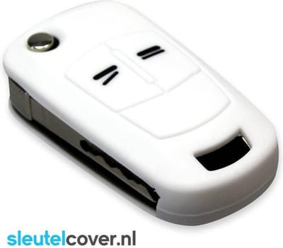 Autosleutel Hoesje geschikt voor Opel - SleutelCover - Silicone Autosleutel Cover - Sleutelhoesje Wit
