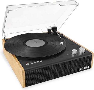 Dual Bluetooth Platenspeler - Vinylplatenspeler met 3 Snelheden en Ingebouwde Luidsprekers, Zwart
