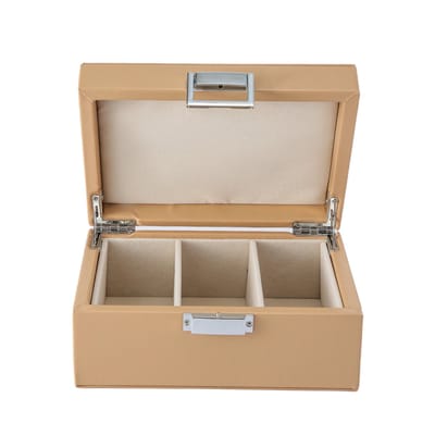 Emilie collection - horlogedoos - beige - luxe opbergdoos voor 3 horloges - maat small