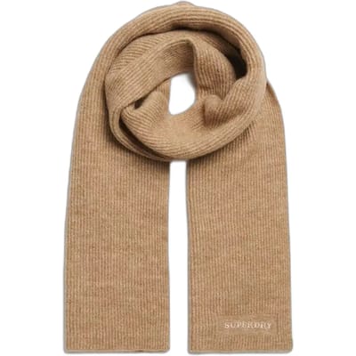 Superdry Gebreide Sjaal met Zachte Ribbel Bruin Grootte: 1SIZE