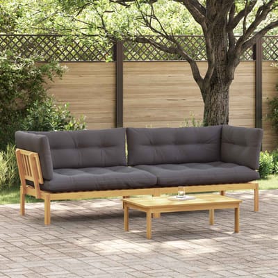 vidaXL - Tuinpallet - Sofa - Eenheden - 2 - Stuk - Lichtbruin - en - Donkergrijs