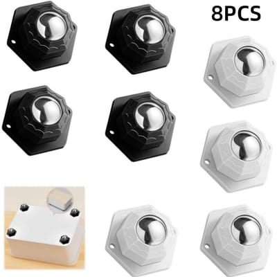8 stuks-Zelfklevende zwenkwielen - Universele wielen - 360° draaibaar - Meubelwielen - Stille wielen - Woondecoratie - Geschikt voor opbergdozen, kasten en apparaten - Zwart - Wit - 37,3*23 mm - 20 mm kogellagers