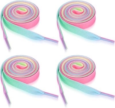 Set van 8 Kleurige Regenboog Veters van 120 cm voor Sneakers, Hardloopschoenen en Sportschoenen met Kleurverloop