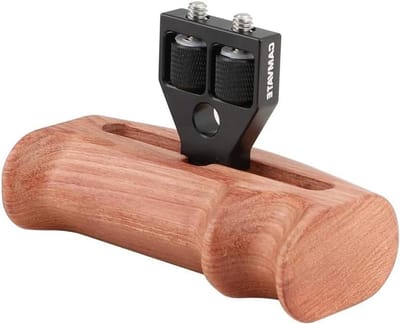Houten Handvat met 1/4" Montageschroeven voor DSLR Camera Kooi (Geschikt voor links- of rechtshandigen) - Fotografie accessoires voor optimale controle