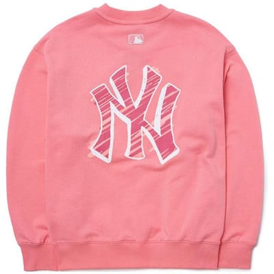 MLB Basislogo New York Yankees Groot Ruglogo Lange Mouwen Hoodie Unisex hoodie Roze 3AMTB0121-50COL S pink