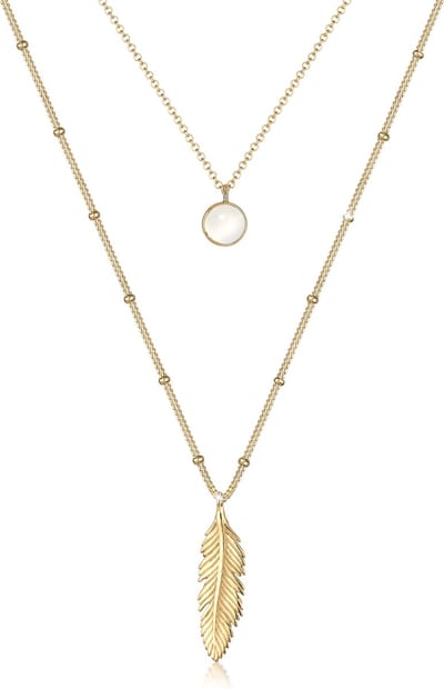 Elli - Halsketting - dames bal ketting laagjes look veer maansteen in 925 sterling zilver verguld - Dames