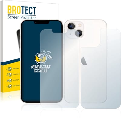 BROTECT - Screenprotector voor Apple iPhone 13 (Voor+Achter) - Folie Beschermfolie Beschermglas matte