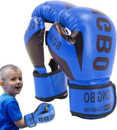 Bokstrainingshandschoenen Kinderen - Sparring handschoenen - Vechtsport training - Verstelbaar ontwerp - 6 oz - Blauw
