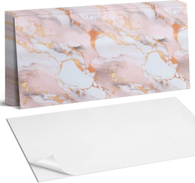 Coloray Plaktegels - Marmerpatroon met accenten Wandtegel Zelfklevend - 60 cm x 30 cm - Beige Plaktegels - 6 stuks - Rechthoek PVC Tegels - Plaktegels Keuken - Zelfklevende Vloertegels Badkamer - Vinyltegels Vloer Zelfklevend - Portugese Tegels