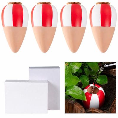 Dailygoods- Waterdispenser 4 Stuks - Automatische Irrigatie - Zelfbewaterende Kleikegels - Terracotta - 190 ml Inhoud per Stuk - Milieuvriendelijk - Plantenbewateringssysteem