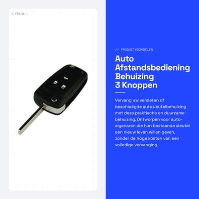 Dailygoods - Auto Afstandsbediening Behuizing - 3 Knoppen - Flip Vouwen Design - Compatibel met Diverse Modellen - Ideale Vervanging