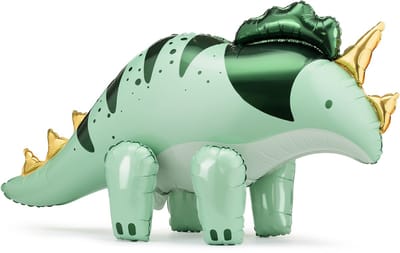 PARTYDECO - Aluminium dinosaurus triceratops ballon 93 x 49 cm groen en goud