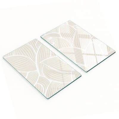 Set van twee decoratieve glazen keukenplanken met bladmotief, 2x30x52 cm