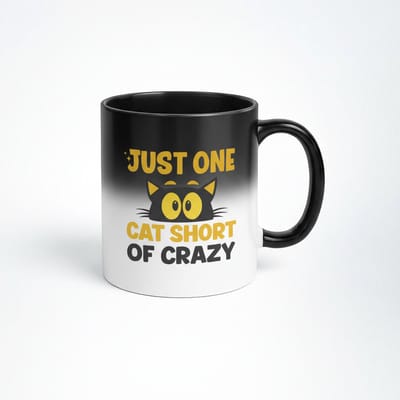Magische Katten Mok - Just One Cat Short of Crazy - Verrassende Warmtegevoelige Koffiemok