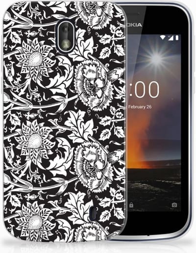 Nokia 1 TPU Case Black Flowers