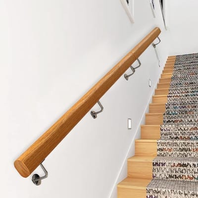Houten Trapleuning - Wandsteun Reling - Veilige Trappen - Binnen Buiten Gebruik - 300 cm Lengte - Natuurlijk Hout