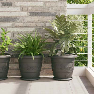 vidaXL Plantenpotten 6 st Zwart Ø 34 x 28 cm Kunststof