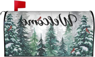 Brievenbus Cover - Winter Decoratie - Buiten Versieren - Magnetische Bevestiging - Standaard Maat 18x21 - Groen Bos