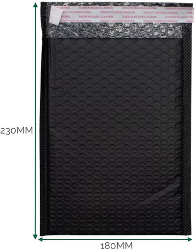 Black Poly Bubble Envelope (180x230+40mm)