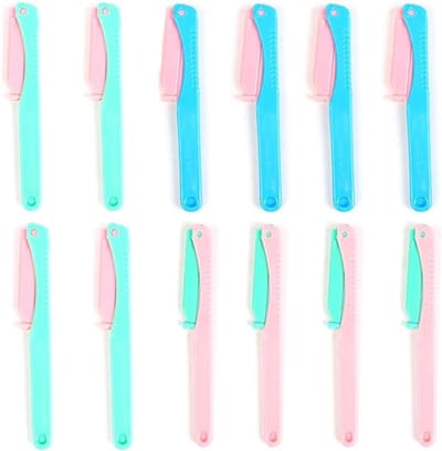 12 Stuks Vouwbare Wenkbrauw Scheermesjes, Wenkbrauw Trimmer en Gezichtshaarverwijderaar voor Mannen en Vrouwen, Perfect voor Precisiewerk en Reizen