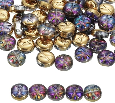 QUARKZMAN 60 stuks glazen letterkralen, 10 mm platte ronde alfabetletterkralen, initiaalletterkralen, voor doe-het-zelf armbanden, halskettingen, oorbellen, sieraden, meerkleurig