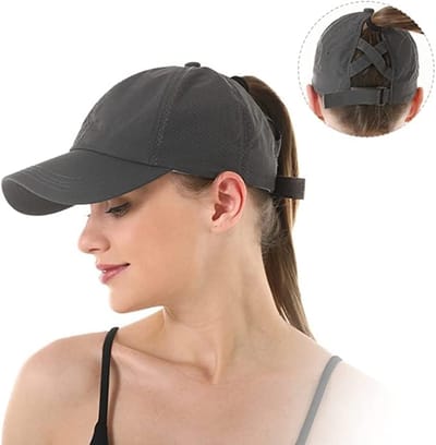 Dames Ponytail Baseball Pet - Sneldrogend Ademend Net Ponyhoed - Verstelbare Lichtgewicht UV Bescherming Sportpet voor Hardlopen Reizen Sportschool