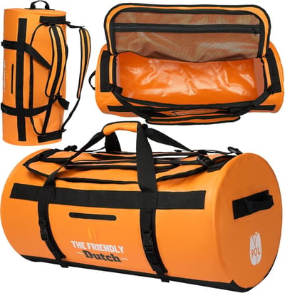 Grote Waterdichte Sporttas 90L - Multifunctionele Sport- en Reistas in Zwart, Blauw en Oranje