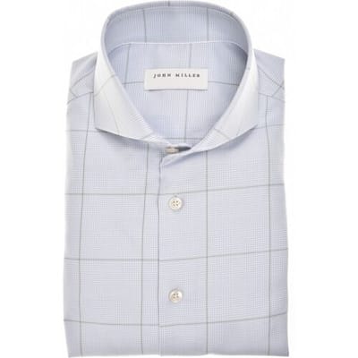 John Miller Overhemd Check Pattern Cotton Non-Iron Licht Blauw / male