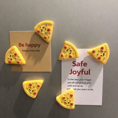 TLVX 6 stuks Pizza Punt Magneten 3D / Leuke Koelkastmagneten / Foto Magneet / Margherita / Whiteboard / Speel- en Leer / School / Boodschappenlijst / Notitie / Memo bord / Kantoor / Schoolbord / Magnetisch / Kleur Magneetjes