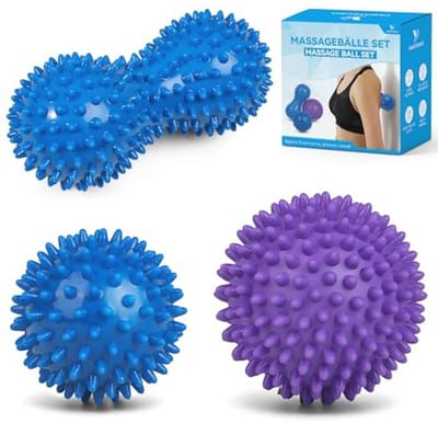 Massagebal Set - Multi-kleur - 7 cm, 7,5 cm en 9 cm - Harde Spiky Ballen en Peanut Roller - Voor Ontspanning en Pijnverlichting