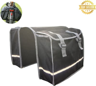 Dubbele Fietstas Achter – 24L – Bevestiging met Klittenband – Waterafstotend – Met Aantrekkoord – Voor Bagagedrager – Ideaal voor Fiets & E-bike